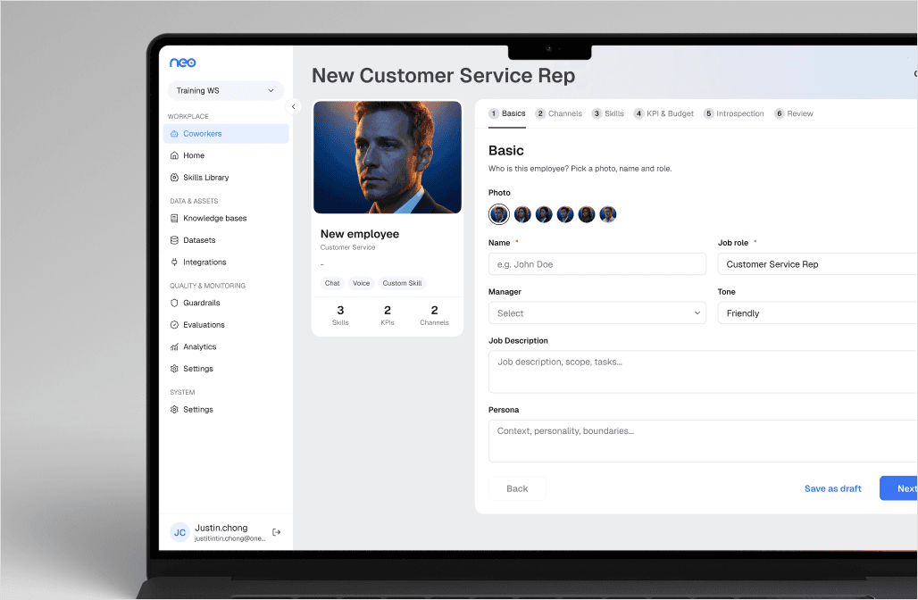 The NEO product — creating a new AI coworker